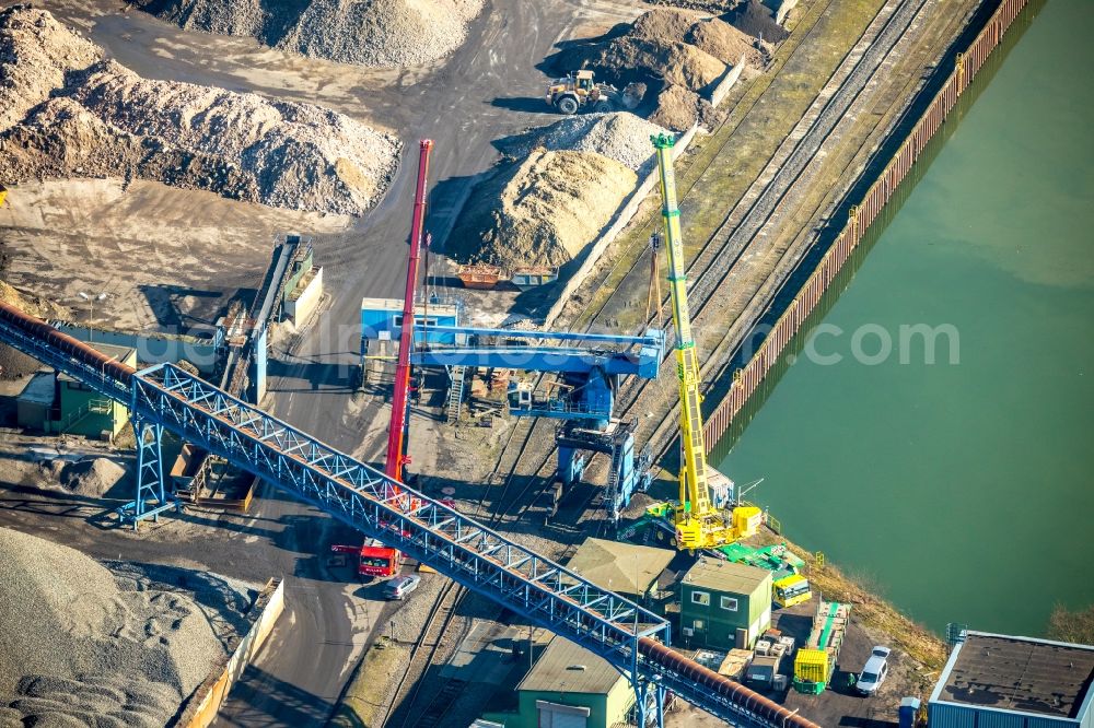 Herne from above - Company grounds and facilities of BAV Aufbereitung Herne GmbH on Hertener Strasse in Herne in the state North Rhine-Westphalia, Germany