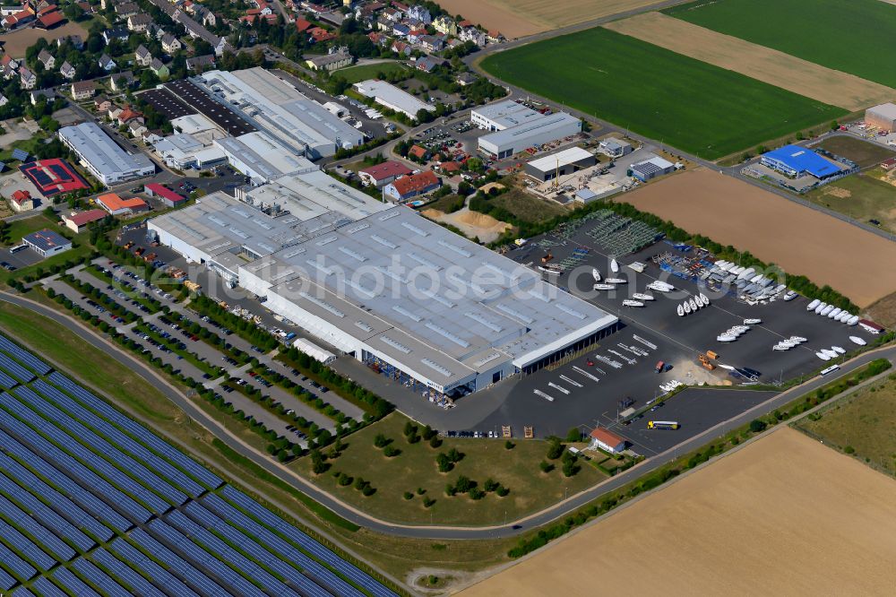 Giebelstadt from above - Company grounds and facilities of Bavaria Yachtbau GmbH on street Bavariastrasse in Giebelstadt in the state Bavaria, Germany