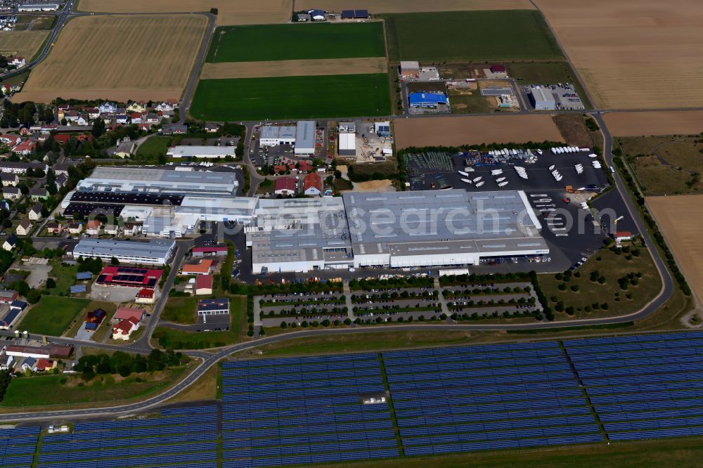 Giebelstadt from above - Company grounds and facilities of Bavaria Yachtbau GmbH on street Bavariastrasse in Giebelstadt in the state Bavaria, Germany