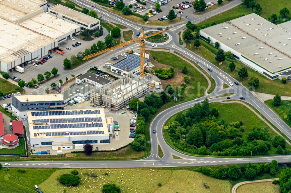 Aerial photograph Hechingen - Company grounds and facilities of Bentley InnoMed GmbH in Hechingen in the state Baden-Wuerttemberg, Germany