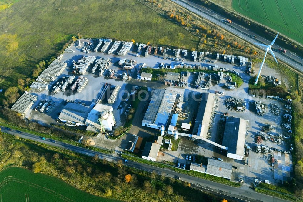 Aerial image Lindholz - Company grounds and facilities of BERDING BETON GmbH on Breesener Strasse in Lindholz in the state Mecklenburg - Western Pomerania, Germany