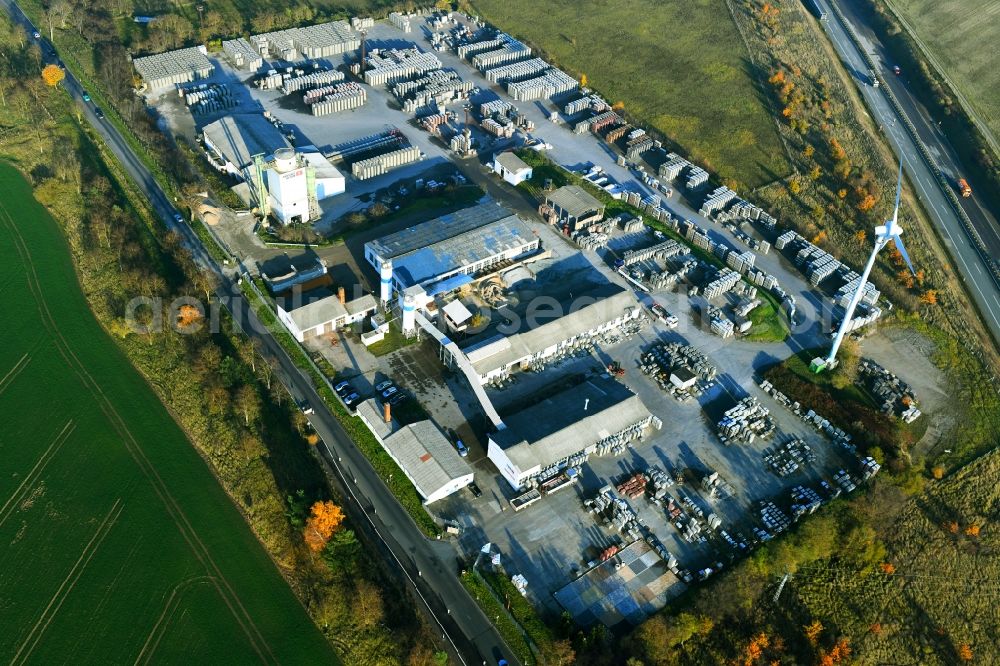 Aerial photograph Lindholz - Company grounds and facilities of BERDING BETON GmbH on Breesener Strasse in Lindholz in the state Mecklenburg - Western Pomerania, Germany