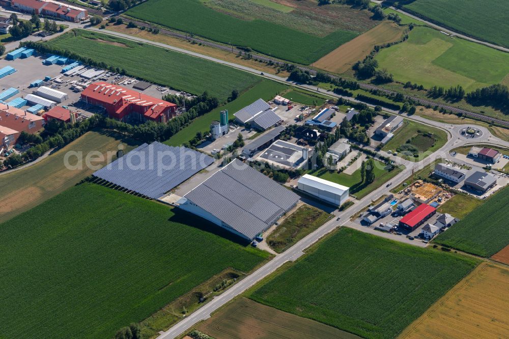 Neufahrn in Niederbayern from above - Company grounds and facilities of Berzl Treppenbau on street Dieselstrasse in Neufahrn in Niederbayern in the state Bavaria, Germany