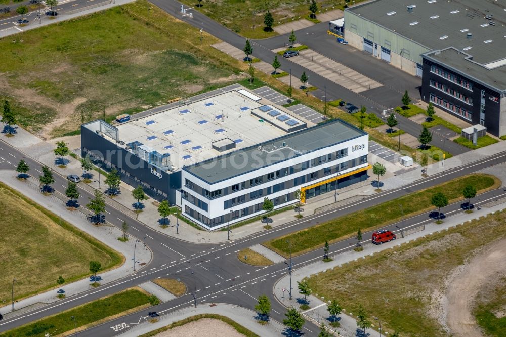 Dortmund from the bird's eye view: Company grounds and facilities of bitop AG on Carlo-Schmid-Allee in Dortmund in the state North Rhine-Westphalia, Germany