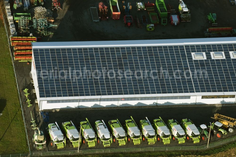 Aerial photograph Jacobsdorf - Company grounds and facilities of Claas K & H Landmaschinenhandel Koeppen + Helmig GmbH in Jacobsdorf in the state Brandenburg