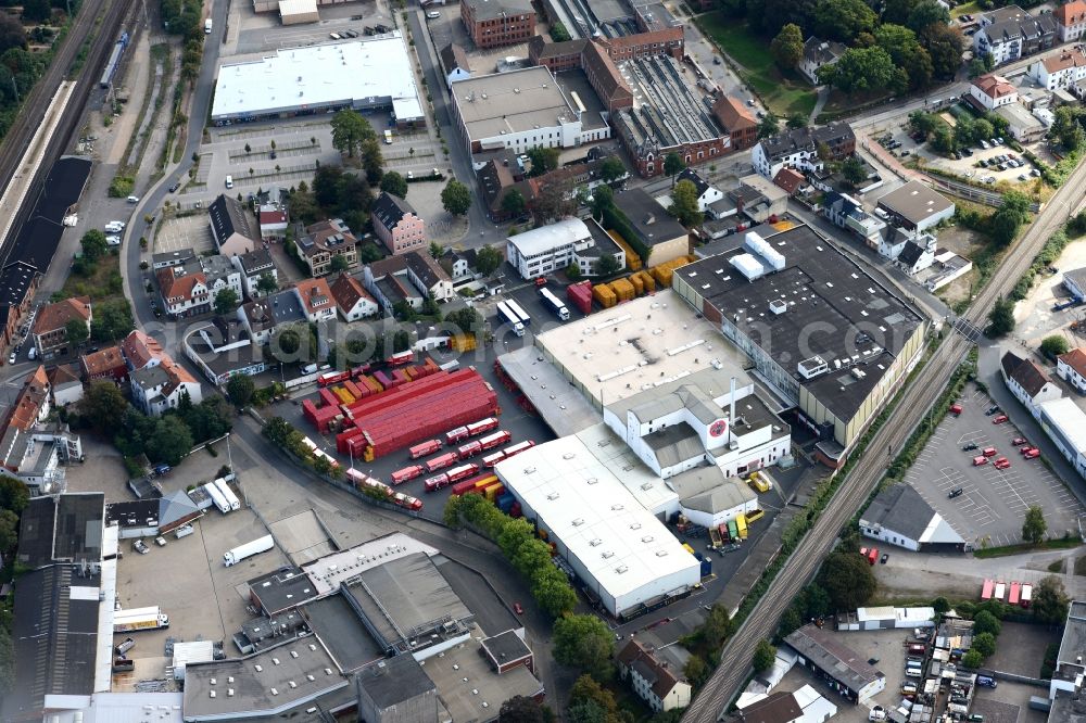 Bremen from above - Company grounds and facilities of Coca Cola in the Hemeling part of Bremen in Germany