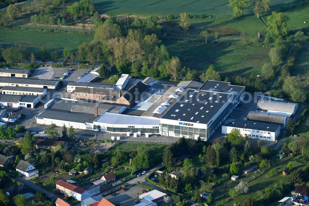 Salzwedel from the bird's eye view: Company grounds and facilities of DEBA Badsysteme GmbH on Gardelegener Strasse in Salzwedel in the state Saxony-Anhalt, Germany