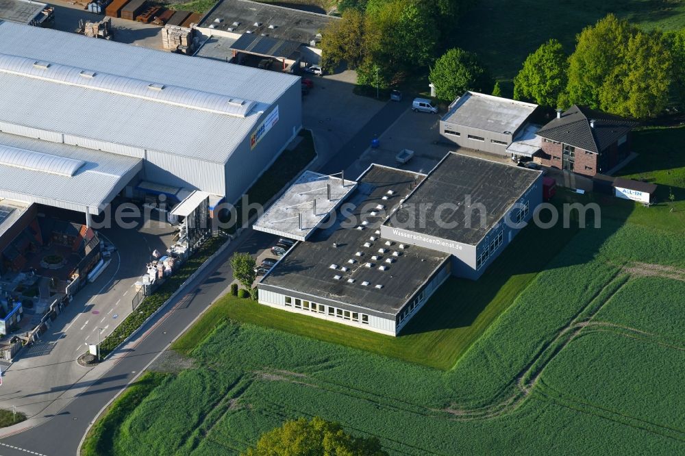 Rotenburg (Wümme) from the bird's eye view: Company grounds and facilities of Dennis Eggers GmbH on Soltauer Strasse in Rotenburg (Wuemme) in the state Lower Saxony, Germany