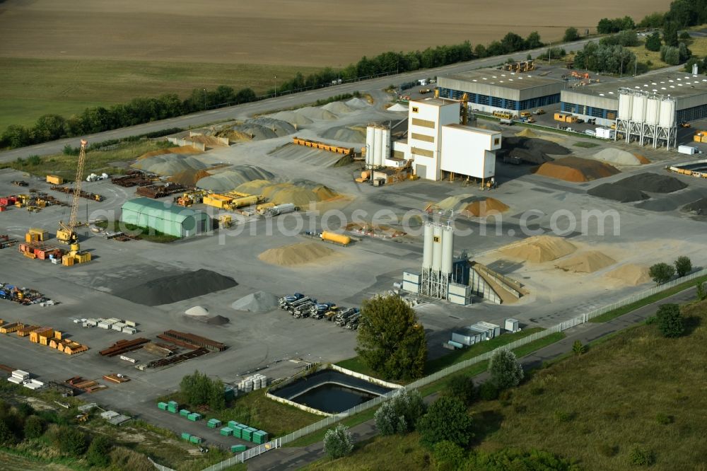 Werneuchen from the bird's eye view: Company grounds and facilities of der Berger Bau GmbH in Werneuchen in the state Brandenburg