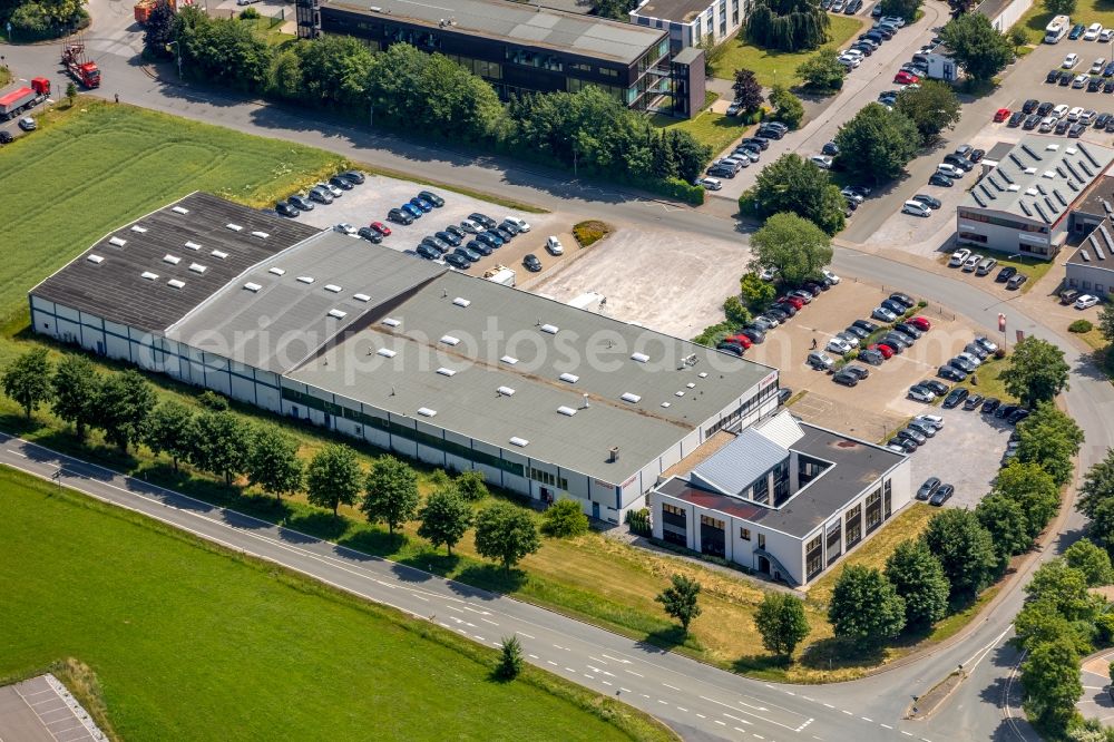 Aerial image Brilon - Company grounds and facilities of of Briloner Leuchten GmbH & Co. KG in Industriegebiet Dollenseite in Brilon in the state North Rhine-Westphalia, Germany