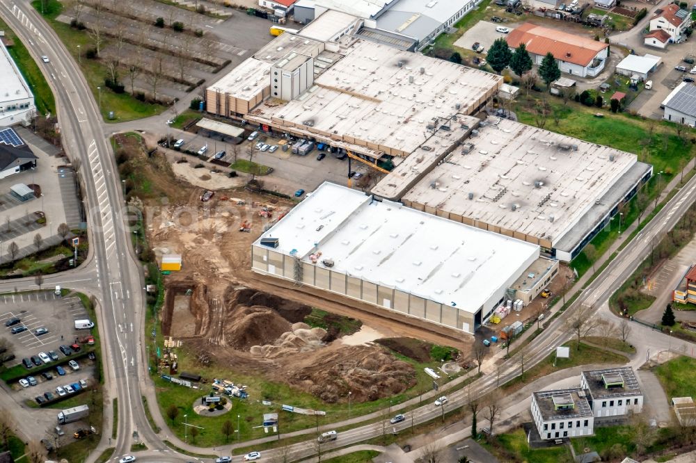 Aerial photograph Herbolzheim - Company grounds and facilities of of ebmpapst in Herbolzheim in the state Baden-Wurttemberg, Germany