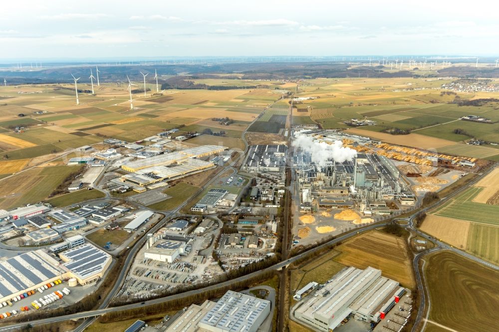 Brilon from the bird's eye view: Company grounds and facilities of of EGGER Holzwerkstoffe Brilon GmbH & Co. KG in Brilon in the state North Rhine-Westphalia, Germany