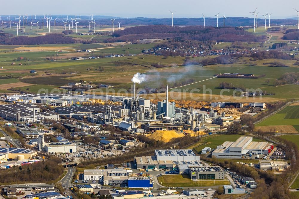 Aerial image Brilon - Company grounds and facilities of of EGGER Holzwerkstoffe Brilon GmbH & Co. KG in Brilon in the state North Rhine-Westphalia, Germany