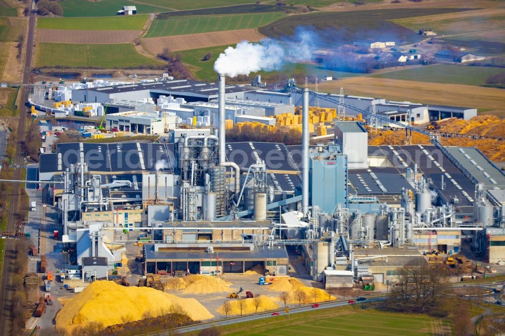 Aerial image Brilon - Company grounds and facilities of of EGGER Holzwerkstoffe Brilon GmbH & Co. KG in Brilon in the state North Rhine-Westphalia, Germany