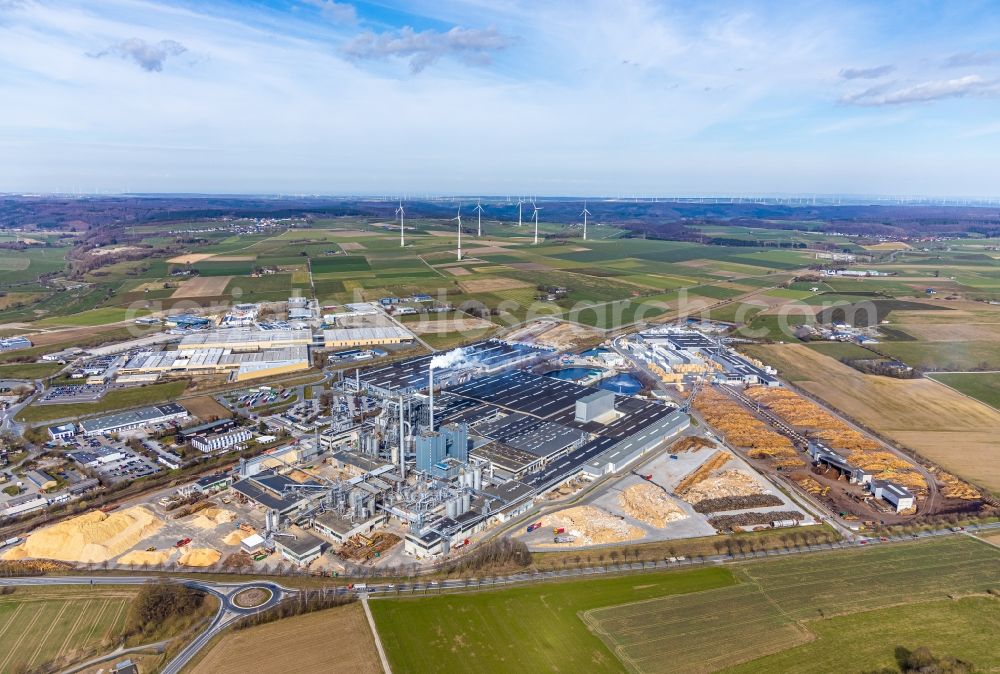 Brilon from above - Company grounds and facilities of of EGGER Holzwerkstoffe Brilon GmbH & Co. KG in Brilon in the state North Rhine-Westphalia, Germany