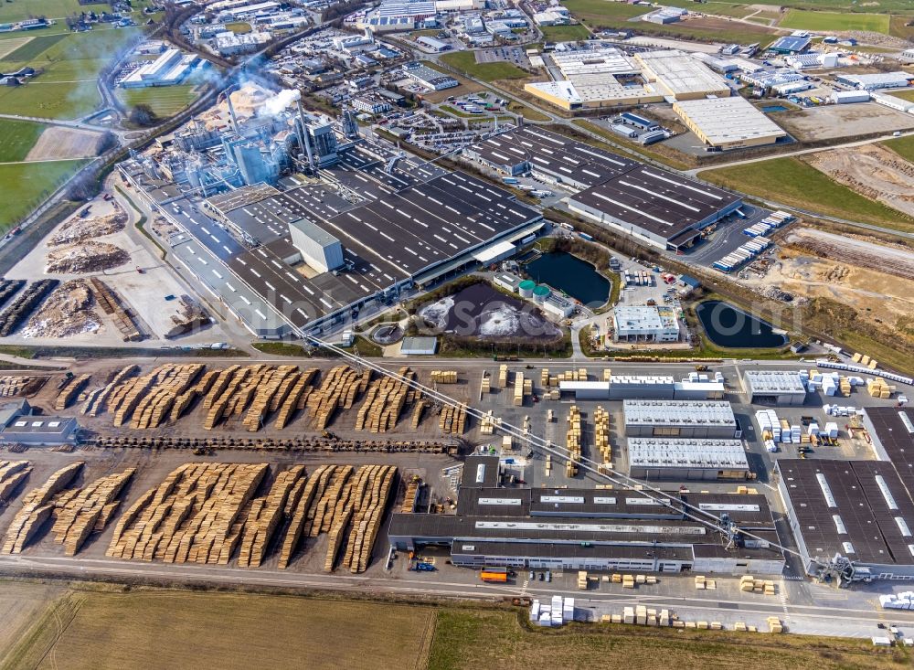 Brilon from above - Company grounds and facilities of of EGGER Holzwerkstoffe Brilon GmbH & Co. KG in Brilon in the state North Rhine-Westphalia, Germany