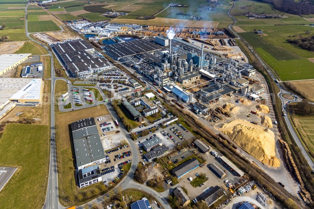 Brilon from above - Company grounds and facilities of of EGGER Holzwerkstoffe Brilon GmbH & Co. KG in Brilon in the state North Rhine-Westphalia, Germany