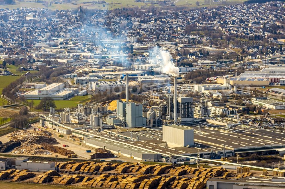 Brilon from above - Company grounds and facilities of of EGGER Holzwerkstoffe Brilon GmbH & Co. KG in Brilon in the state North Rhine-Westphalia, Germany