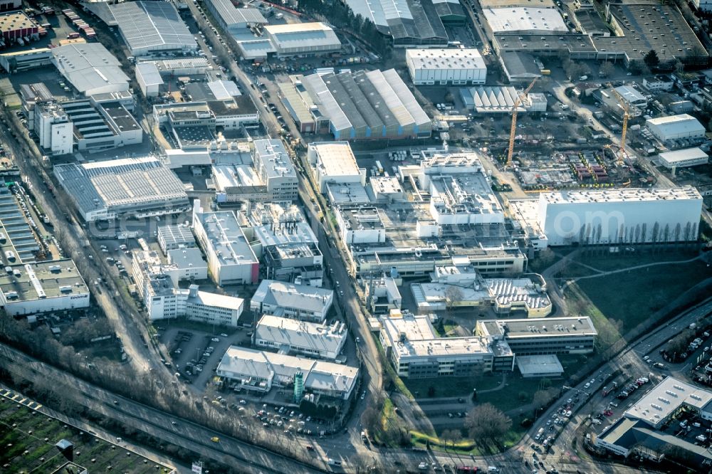 Freiburg im Breisgau from the bird's eye view: Company grounds and facilities of of Pfizer and onofe in Freiburg im Breisgau in the state Baden-Wurttemberg, Germany