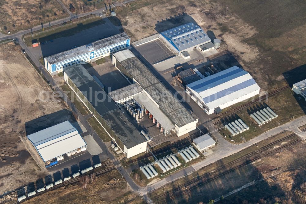 Vetschau Spreewald from above - Company grounds and facilities of der Walter Schmidt GmbH in Vetschau/Spreewald in the state Brandenburg