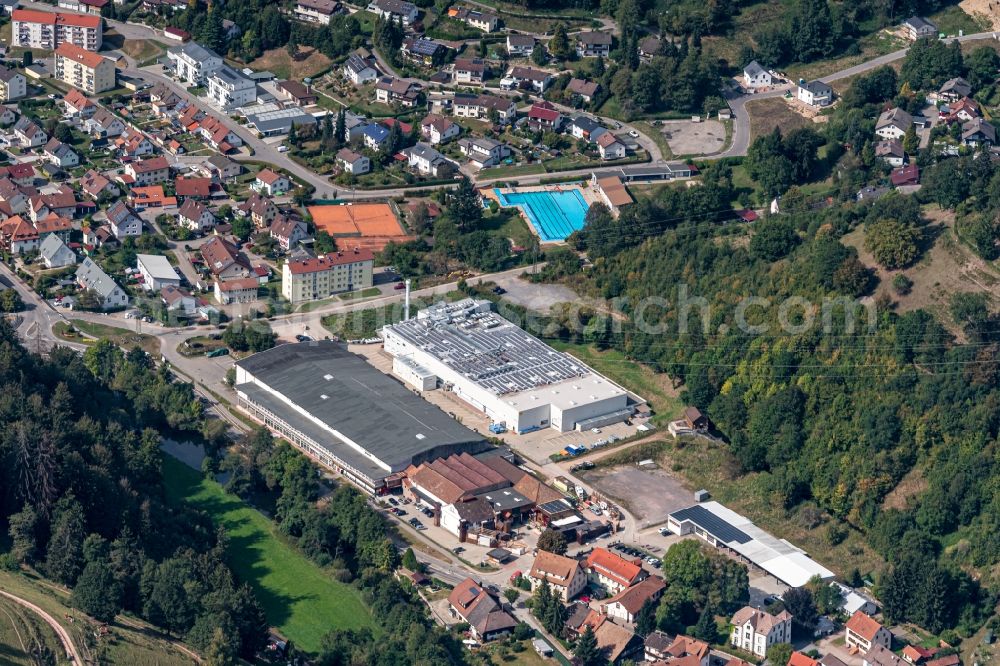 Aerial photograph Zell im Wiesental - Company grounds and facilities of ofHELLA Innenleuchten-Systeme GmbH in Zell im Wiesental in the state Baden-Wurttemberg, Germany