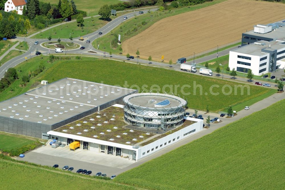 Gersthofen from above - Company grounds and facilities of Deuter Sport GmbH in Gersthofen in the state of Bavaria