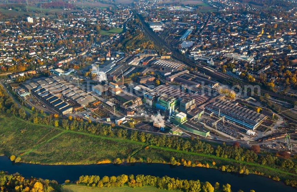 Witten from above - Company grounds and facilities of Deutsche Edelstahlwerke GmbH in Witten in the state North Rhine-Westphalia