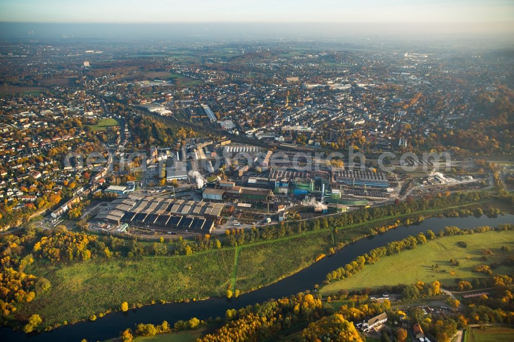 Witten from above - Company grounds and facilities of Deutsche Edelstahlwerke GmbH in Witten in the state North Rhine-Westphalia