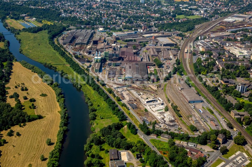 Aerial image Witten - Company grounds and facilities of Deutsche Edelstahlwerke GmbH on the riverbank of the Ruhr in Witten in the state of North Rhine-Westphalia