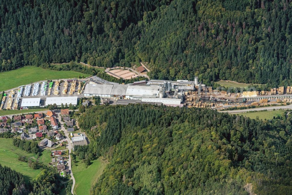 Aerial image Wagensteig - Company grounds and facilities of Dold Holzwerke GmbH in Wagensteig in the state Baden-Wurttemberg, Germany