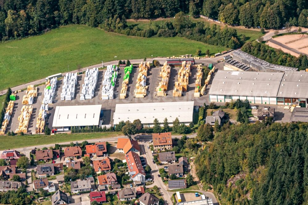 Wagensteig from above - Company grounds and facilities of Dold Holzwerke GmbH in Wagensteig in the state Baden-Wurttemberg, Germany