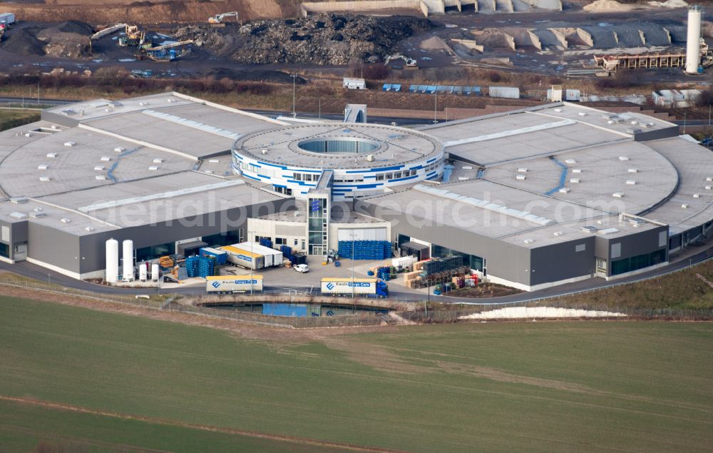 Aerial image Wilsdruff - Premises of the Eberspaecher GmbH in Wilsdruff in Saxony. Eberspaecher is one of the leading system developers and suppliers for exhaust technology, vehicle heaters and bus air conditioning systems