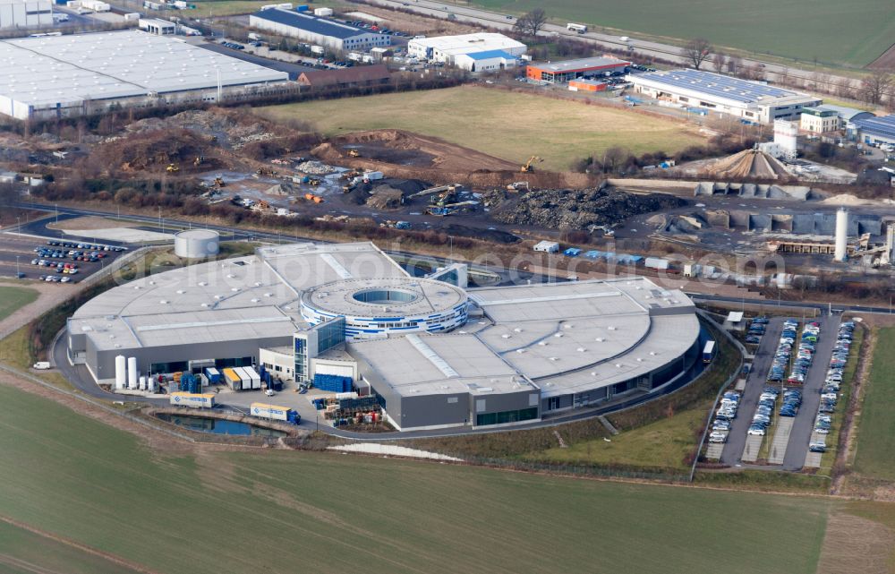 Wilsdruff from above - Premises of the Eberspaecher GmbH in Wilsdruff in Saxony. Eberspaecher is one of the leading system developers and suppliers for exhaust technology, vehicle heaters and bus air conditioning systems