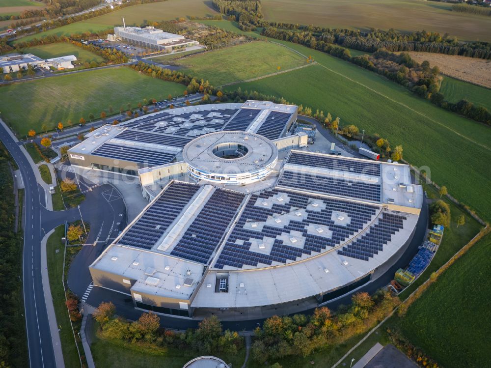 Wilsdruff from above - Premises of the Eberspaecher GmbH in Wilsdruff in Saxony. Eberspaecher is one of the leading system developers and suppliers for exhaust technology, vehicle heaters and bus air conditioning systems