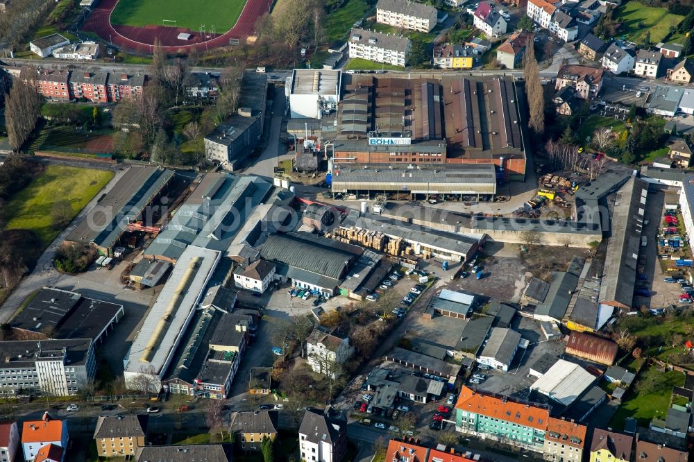 Witten from the bird's eye view: Company grounds and facilities of the former Boehmer Iron Works in Witten in the state of North Rhine-Westphalia