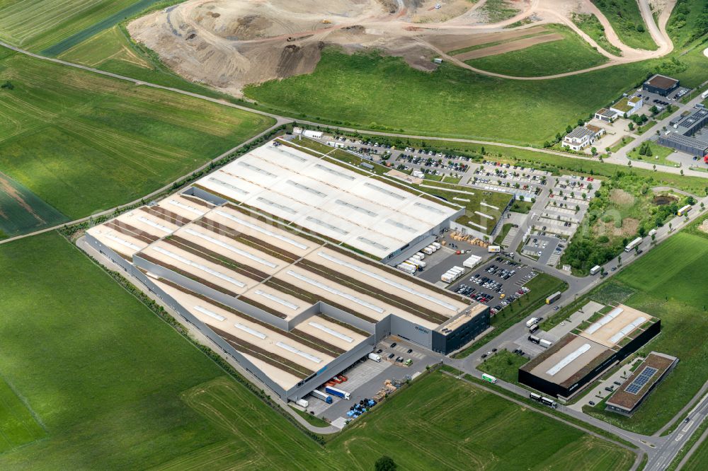 Aerial image Balingen - Company grounds and facilities of Evenes GmbH in Balingen Zollernalbkreis in the state Baden-Wuerttemberg, Germany