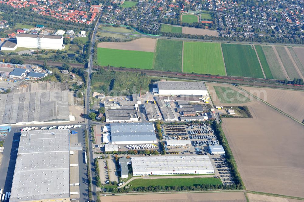 Wunstorf from above - Blick auf das Firmengelände der Firma BRUGG Rohrsysteme GmbH an der Adolf Oesterheld Str. 31 in 32515 Wunstorf. Das Unternehmen ist Spezialanbieter für Rohrsysteme zum Transport von Flüssigkeiten , Gasen und Wärme. Premises of the company in Brugg Pipe Systems Inc. in Wunstorf / Lower Saxony - Germany.