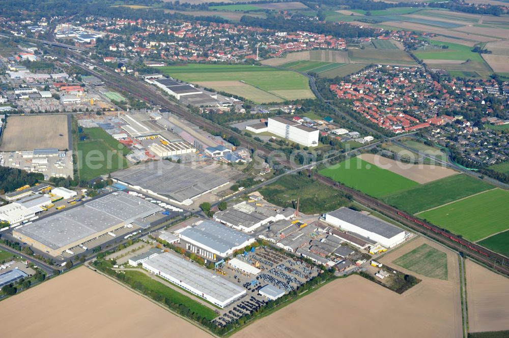 Aerial photograph Wunstorf - Blick auf das Firmengelände der Firma BRUGG Rohrsysteme GmbH an der Adolf Oesterheld Str. 31 in 32515 Wunstorf. Das Unternehmen ist Spezialanbieter für Rohrsysteme zum Transport von Flüssigkeiten , Gasen und Wärme. Premises of the company in Brugg Pipe Systems Inc. in Wunstorf / Lower Saxony - Germany.