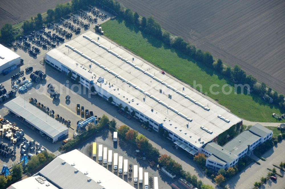 Aerial photograph Wunstorf - Blick auf das Firmengelände der Firma BRUGG Rohrsysteme GmbH an der Adolf Oesterheld Str. 31 in 32515 Wunstorf. Das Unternehmen ist Spezialanbieter für Rohrsysteme zum Transport von Flüssigkeiten , Gasen und Wärme. Premises of the company in Brugg Pipe Systems Inc. in Wunstorf / Lower Saxony - Germany.