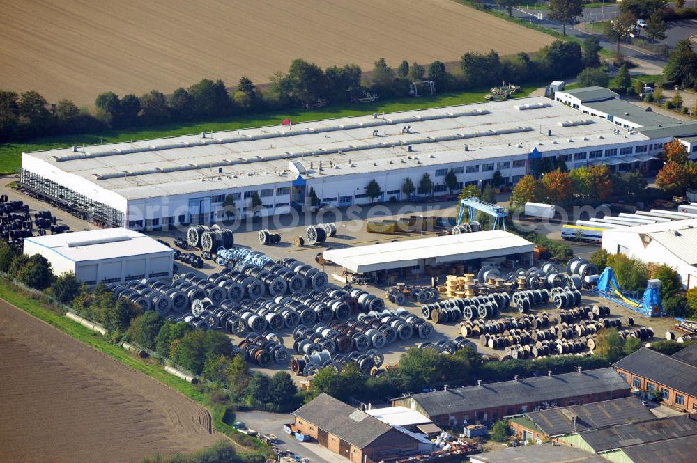 Wunstorf from the bird's eye view: Blick auf das Firmengelände der Firma BRUGG Rohrsysteme GmbH an der Adolf Oesterheld Str. 31 in 32515 Wunstorf. Das Unternehmen ist Spezialanbieter für Rohrsysteme zum Transport von Flüssigkeiten , Gasen und Wärme. Premises of the company in Brugg Pipe Systems Inc. in Wunstorf / Lower Saxony - Germany.