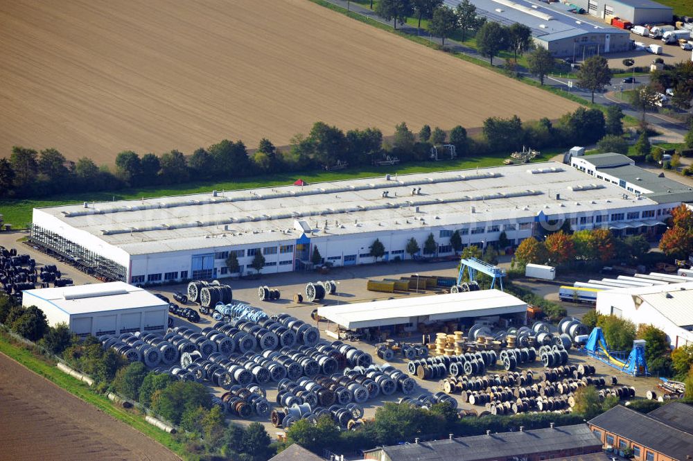 Aerial image Wunstorf - Blick auf das Firmengelände der Firma BRUGG Rohrsysteme GmbH an der Adolf Oesterheld Str. 31 in 32515 Wunstorf. Das Unternehmen ist Spezialanbieter für Rohrsysteme zum Transport von Flüssigkeiten , Gasen und Wärme. Premises of the company in Brugg Pipe Systems Inc. in Wunstorf / Lower Saxony - Germany.