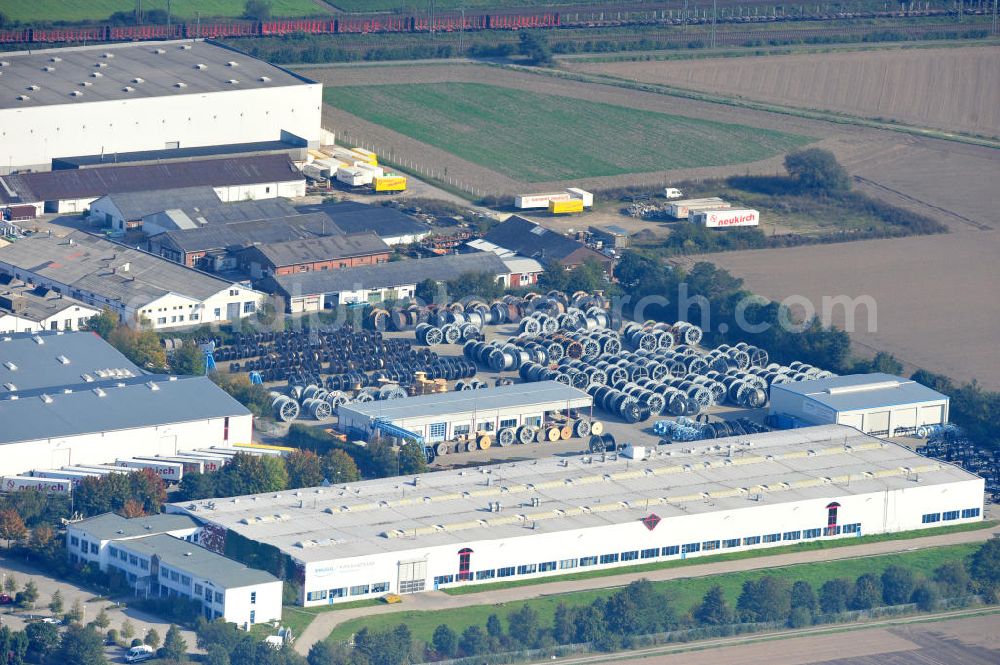 Aerial image Wunstorf - Blick auf das Firmengelände der Firma BRUGG Rohrsysteme GmbH an der Adolf Oesterheld Str. 31 in 32515 Wunstorf. Das Unternehmen ist Spezialanbieter für Rohrsysteme zum Transport von Flüssigkeiten , Gasen und Wärme. Premises of the company in Brugg Pipe Systems Inc. in Wunstorf / Lower Saxony - Germany.