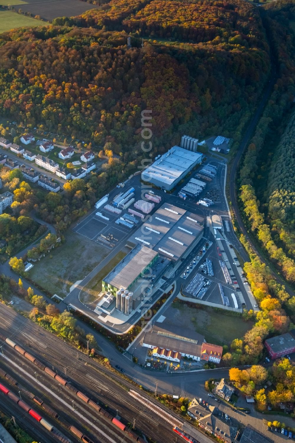 Hagen from above - Company grounds and facilities of the company Doerken in Hagen in the state North Rhine-Westphalia