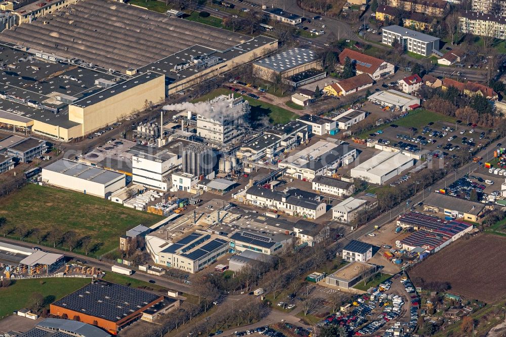 Aerial image Lahr/Schwarzwald - Company grounds and facilities of Firma Uetikon in Lahr/Schwarzwald in the state Baden-Wurttemberg, Germany