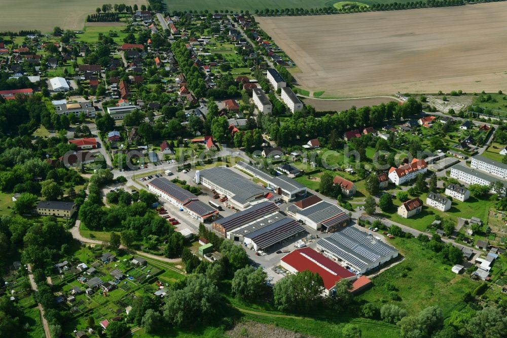 Brüsewitz from above - Company grounds and facilities of Flintab GmbH and of LTA Anlagentechnik GmbH on Strasse of DSF in Bruesewitz in the state Mecklenburg - Western Pomerania, Germany