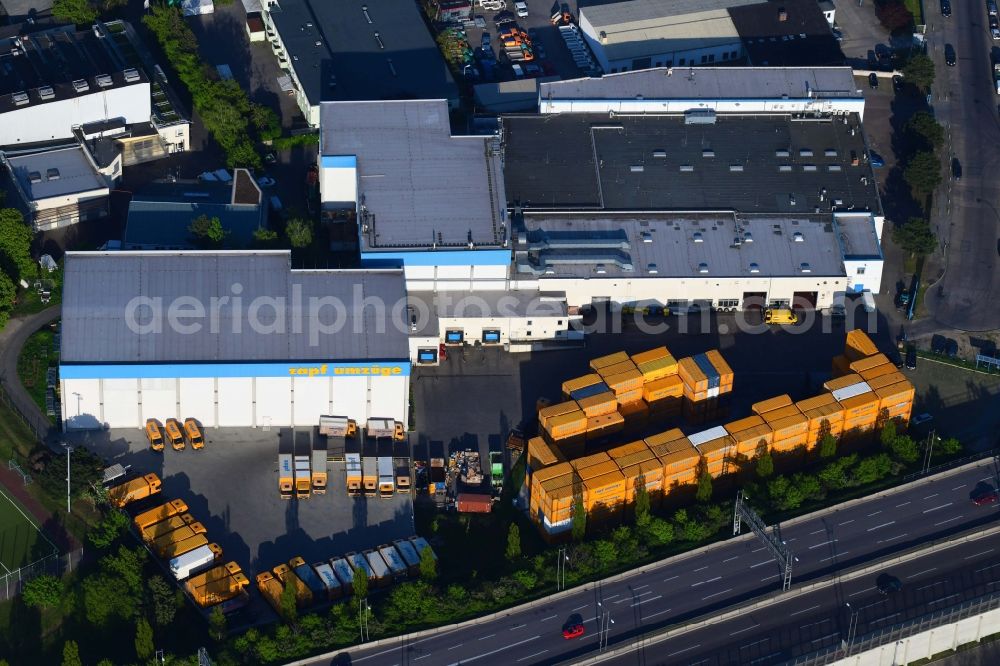 Berlin from above - Company grounds and facilities of frag zapf GmbH on Nobelstrasse in Berlin, Germany