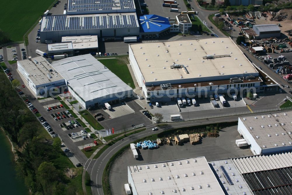 Bad Säckingen from above - Company grounds and facilities of Franke Foodservice Systems GmbH in Bad Saeckingen in the state Baden-Wurttemberg, Germany