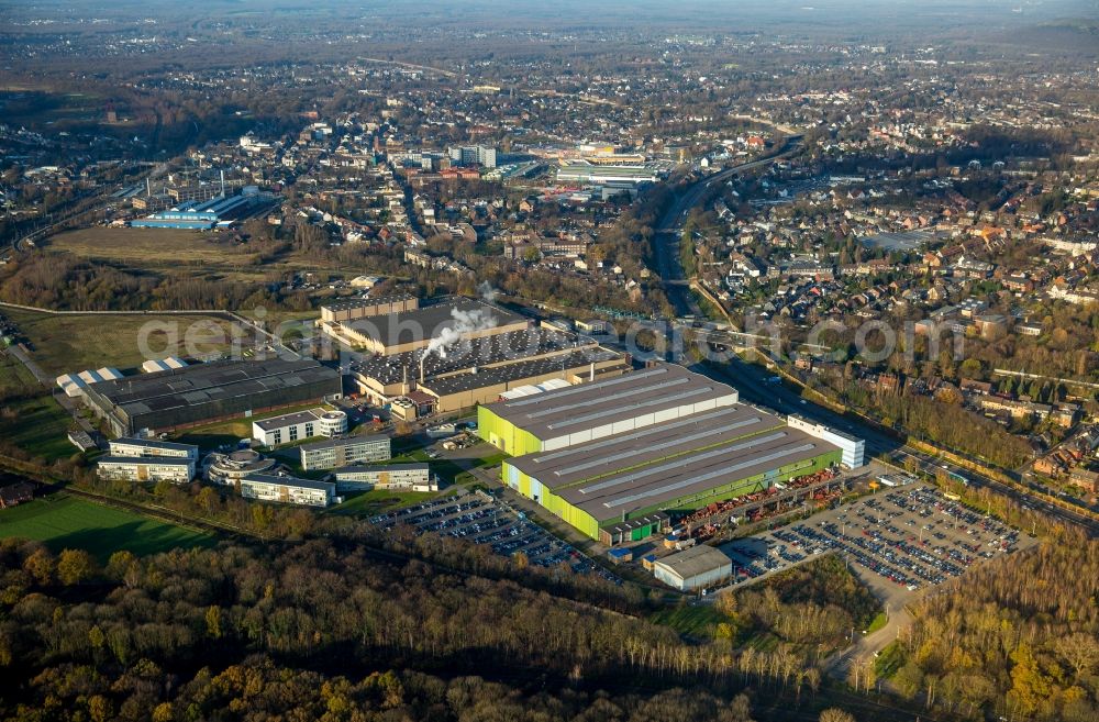 Aerial image Oberhausen - Company grounds and facilities of GHH Rand and MAN Diesel & Turbo in autumnal Oberhausen in the state of North Rhine-Westphalia