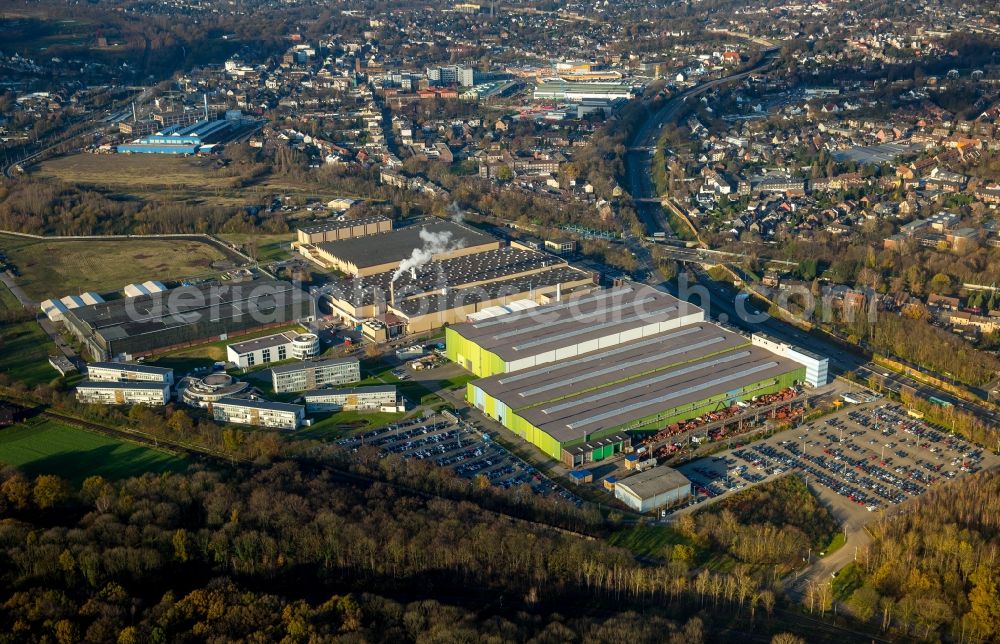 Aerial photograph Oberhausen - Company grounds and facilities of GHH Rand and MAN Diesel & Turbo in autumnal Oberhausen in the state of North Rhine-Westphalia