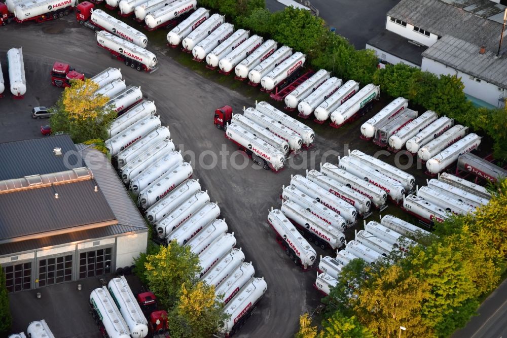 Neuwied from the bird's eye view: Company premises of the Hamm-Silo-Transportgesellschaft-mbH in the state Rhineland-Palatinate, Germany